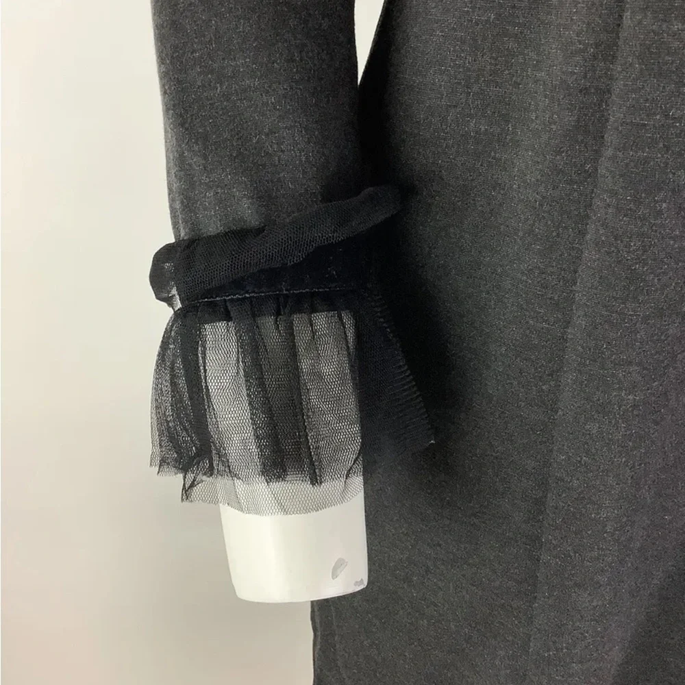 J Crew Sz S Sheath Dress With Tulle Trim Arms Gray Viscose Business Style